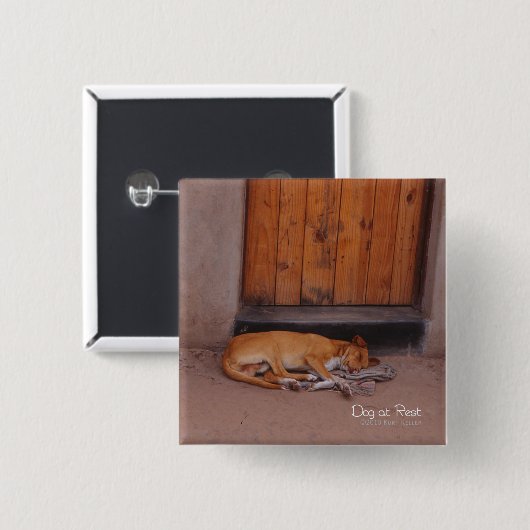 Hond bij Rest Vierkante Button 5,1 Cm (Voorkant /achterkant)