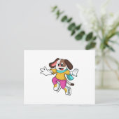 Hond bij schaatsen met schaatsen briefkaart (Staand voorkant)
