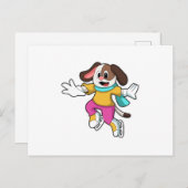 Hond bij schaatsen met schaatsen briefkaart (Voorkant / Achterkant)