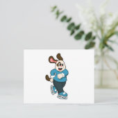 Hond bij schaatsen met schaatsen briefkaart (Staand voorkant)