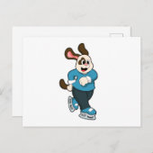 Hond bij schaatsen met schaatsen briefkaart (Voorkant / Achterkant)