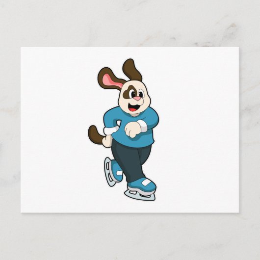 Hond bij schaatsen met schaatsen briefkaart (Voorkant)