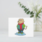 Hond bij schaatsen met schaatsen briefkaart (Staand voorkant)