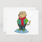 Hond bij schaatsen met schaatsen briefkaart (Voorkant / Achterkant)