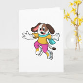 Hond bij schaatsen met schaatsen kaart (Gele Bloem)
