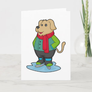 Hond bij schaatsen met schaatsen kaart