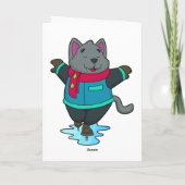 Hond bij schaatsen met schaatsen & sjaal kaart (Achterkant)