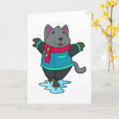 Hond bij schaatsen met schaatsen & sjaal kaart (Gele Bloem)