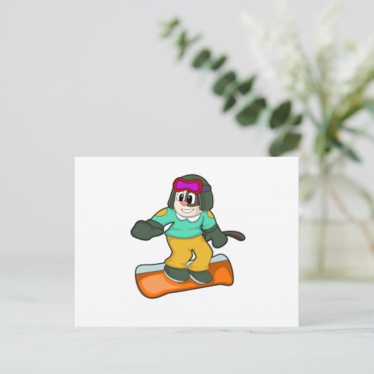 Hond bij snowboardsporten briefkaart (Staand voorkant)
