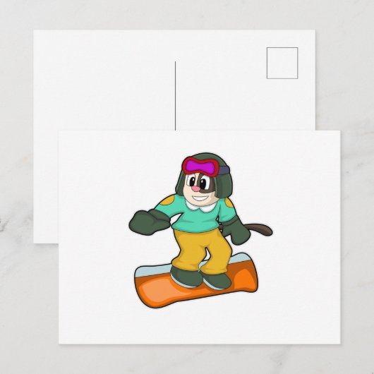 Hond bij snowboardsporten briefkaart (Voorkant / Achterkant)