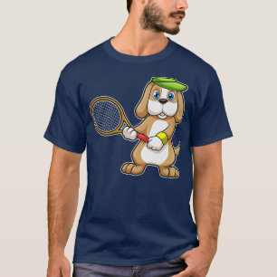 Hond bij Tennis met Tennis racket Pet T-shirt