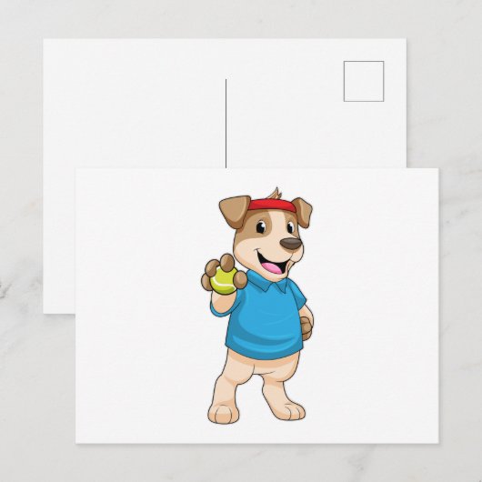 Hond bij tennis met tennisbal briefkaart (Voorkant / Achterkant)