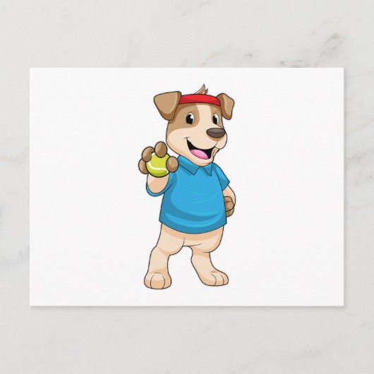 Hond bij tennis met tennisbal briefkaart (Voorkant)