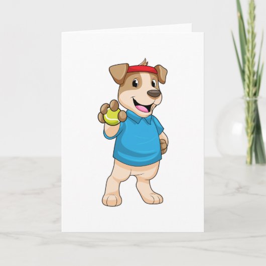 Hond bij tennis met tennisbal kaart (Voorkant)