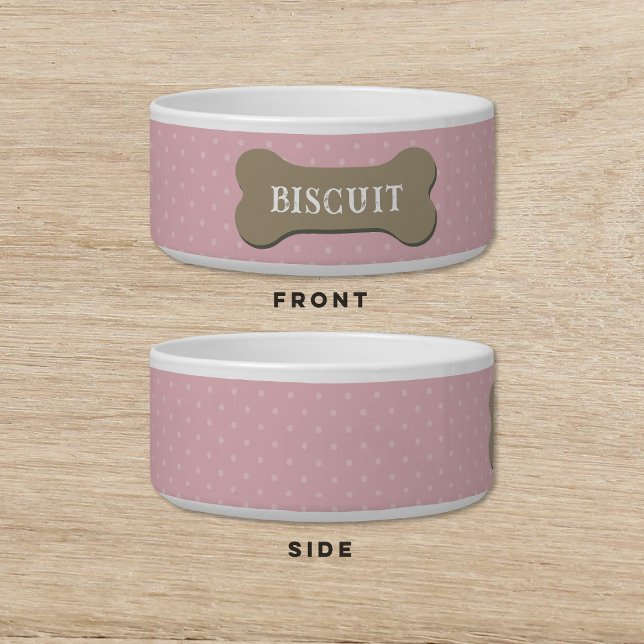 Hond Biscuit Treat Polka Dot Roze Hond Kat Pet Bow Voerbakje (Creator heeft geüpload)