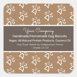 Hond Biscuit Zelfgemaakte Handgemaakte Treat Paw Vierkante Sticker