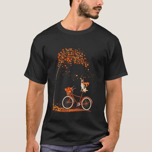Hond Blad Herfst Fiets rijden Grappig Duitse Herde T-shirt (Voorkant)