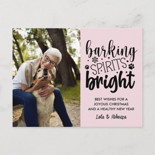 HOND BLAFFEN GEEST HELDER HUISDIER ROZE KERST FEESTDAGENKAART (Voorkant)