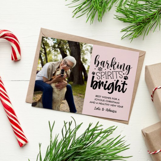 HOND BLAFFEN GEEST HELDER HUISDIER ROZE KERST FEESTDAGENKAART