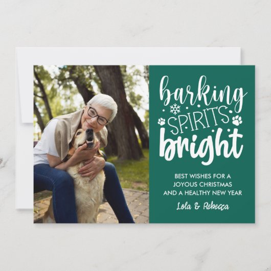 HOND BLAFFEN GEEST HELDERE POTEN GROENE KERST FEESTDAGENKAART (Voorkant)