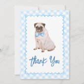 Hond Blauw Gingham Baby Shower Bedankkaart (Voorkant)