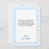 Hond Blauw Gingham Baby Shower Bedankkaart (Achterkant)