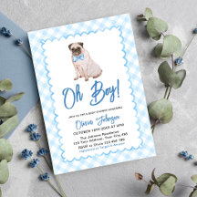 Hond Blauw Gingham O Jongen Baby Borrel