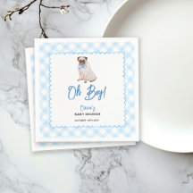 Hond Blauw Gingham O Jongen Babyfeest