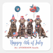 Hond blij 4 juli Patriottische Labrador Retriever Vierkante Sticker (Voorkant)