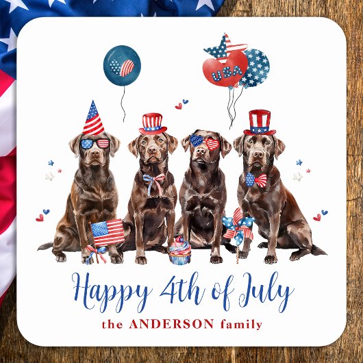 Hond blij 4 juli Patriottische Labrador Retriever Vierkante Sticker
