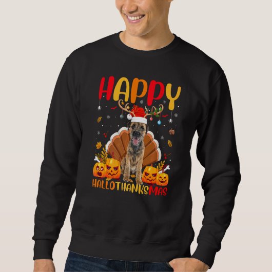 Hond  Blij Border Terrier Hond Hellothanksmas Trui (Voorkant)
