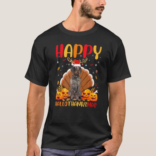 Hond Blij Duitse Draadharige Pointer Hond Helloth T-shirt (Voorkant)