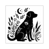Hond Bloem Silhouet Hemels Botanische Kunst Rubberstempel (Afrduk)