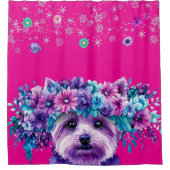 Hond bloemen douchegordijn (Voorkant)