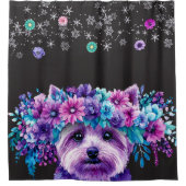 Hond bloemen douchegordijn (Voorkant)
