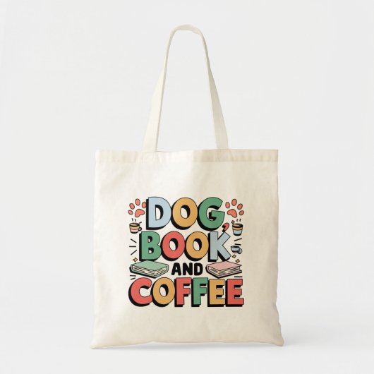 Hond, boek en koffie tote bag (Voorkant)
