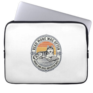 Hond Boek Liefhebber Shirt Vintage Gravure Husky L Laptop Sleeve