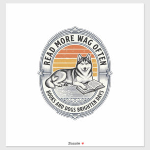Hond Boek Liefhebber Shirt Vintage Gravure Husky L Sticker