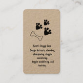 Hond Bone en Paw Prints Kraft Papier Visitekaartje (Voorkant)