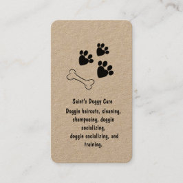 Hond Bone en Paw Prints Kraft Papier Visitekaartje