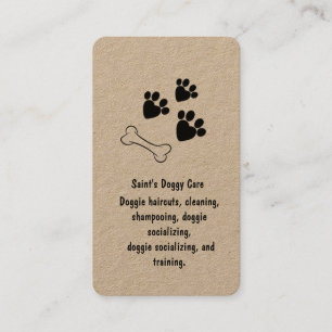 Hond Bone en Paw Prints Kraft Papier Visitekaartje