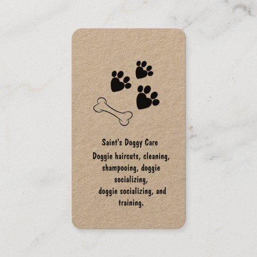 Hond Bone en Paw Prints Kraft Papier Visitekaartje (Voorkant)