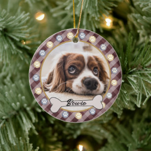 Hond Bone Naam Paws Kerstmis   Keramisch Ornament