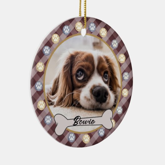 Hond Bone Naam Paws Kerstmis | Keramisch Ornament (Rechts)