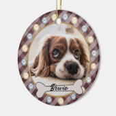 Hond Bone Naam Paws Kerstmis | Keramisch Ornament (Links)