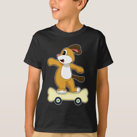 Hond Bone Skater Skateboard T-shirt (Voorkant)