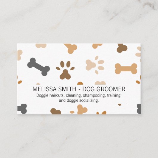 Hond Botten en Pootafdrukken Visitekaartje (Voorkant)