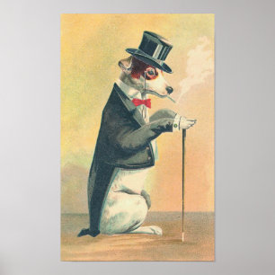 hond bovenaan poster