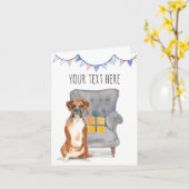 Hond Boxer Persoonlijke Tekst Verjaardagskaart Kaart (Gele Bloem)