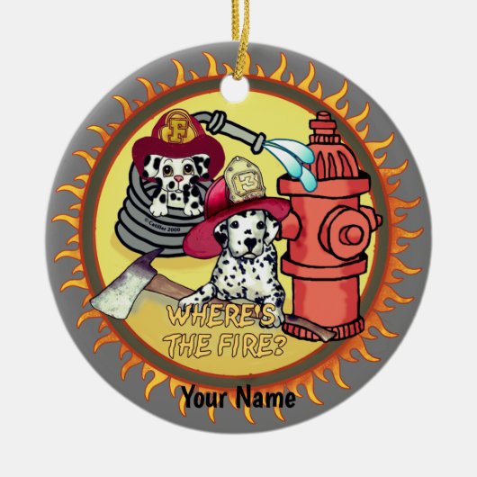 Hond brandweerlieden ornament (Voorkant)